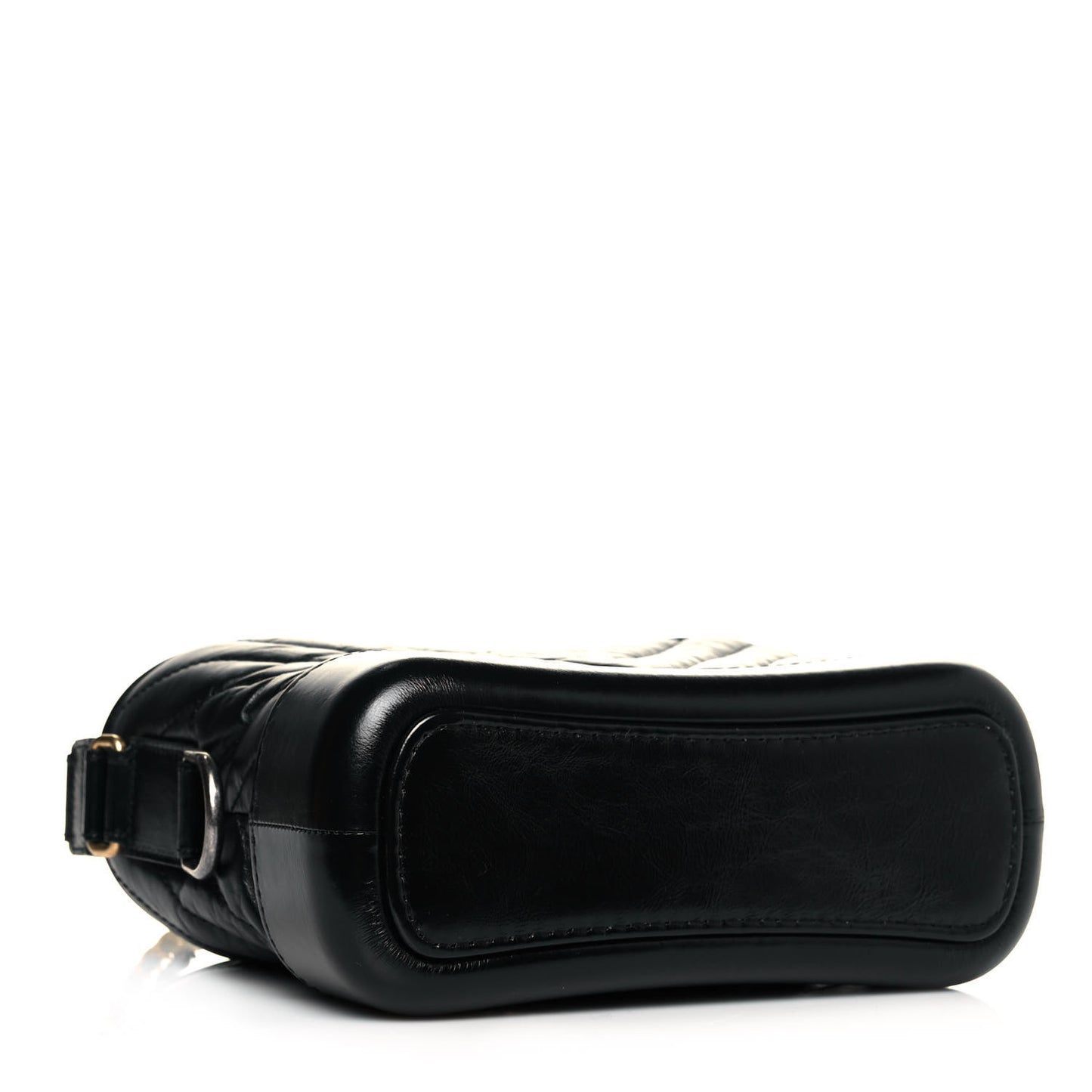 Aged Calfskin Chevron Quilted Small Gabrielle Hobo Black