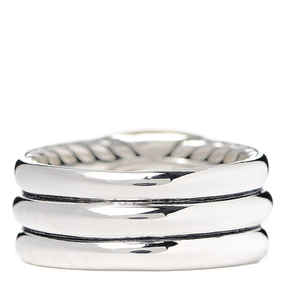 David Yurman Sterling Silver 18K Yellow Gold Thoroughbred Cushion Link Ring 54 7 3 of 5