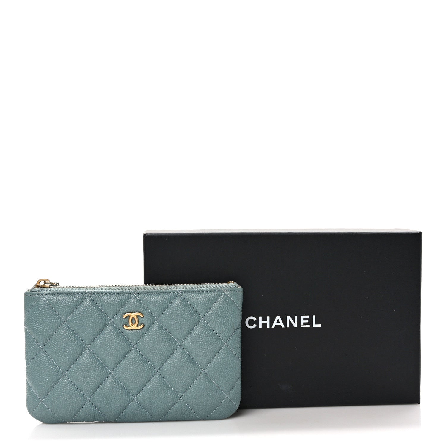 Chanel Iridescent Caviar Quilted Small Cosmetic Case Light Blue 8 of 8