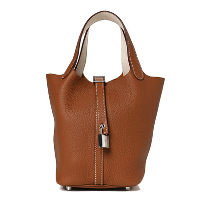 Hermes Taurillon Clemence Swift Eclat Picotin Lock 18 PM Gold Nata 1 of 11
