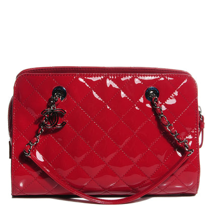 Chanel Patent Quilted CC Angle Tote Red 10 of 10
