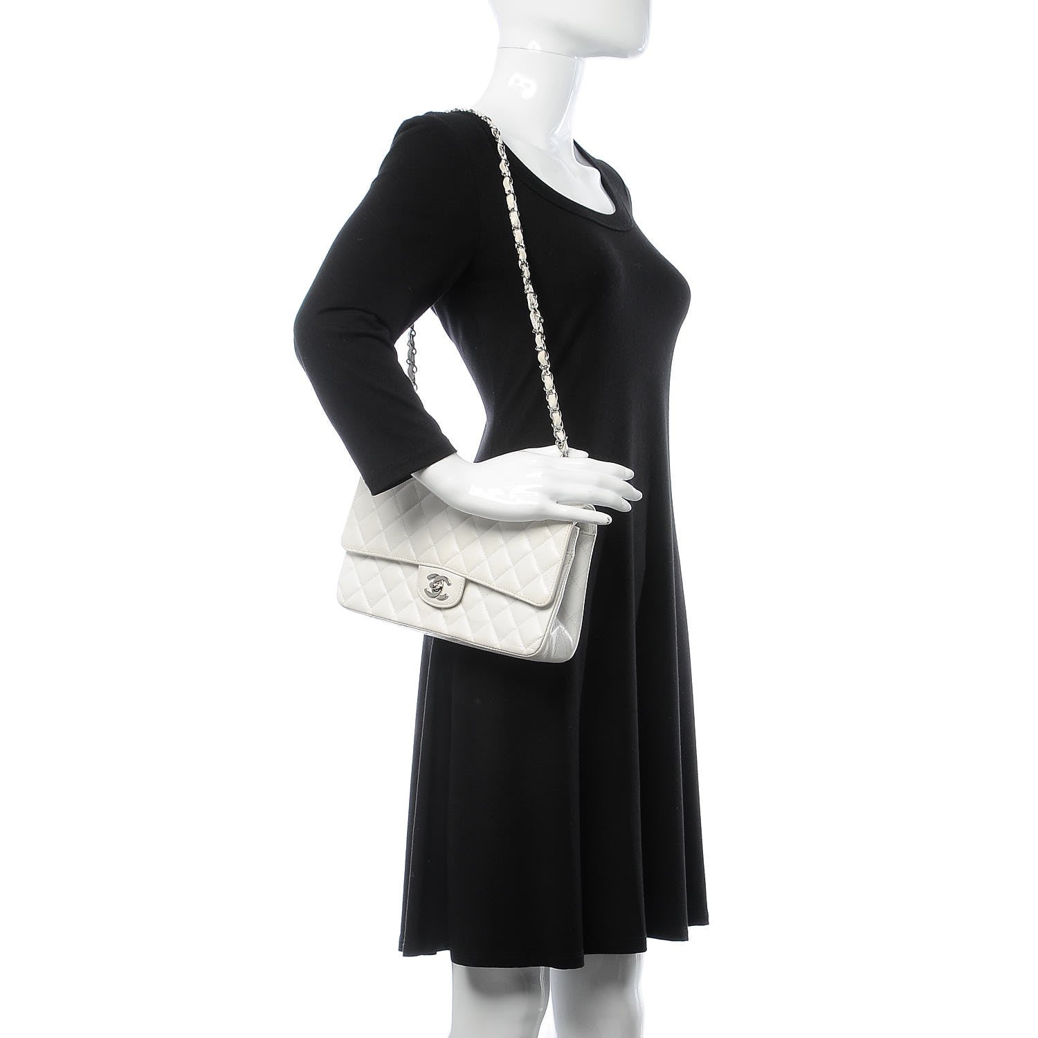 Chanel Caviar Quilted Medium Double Flap White 3 of 24