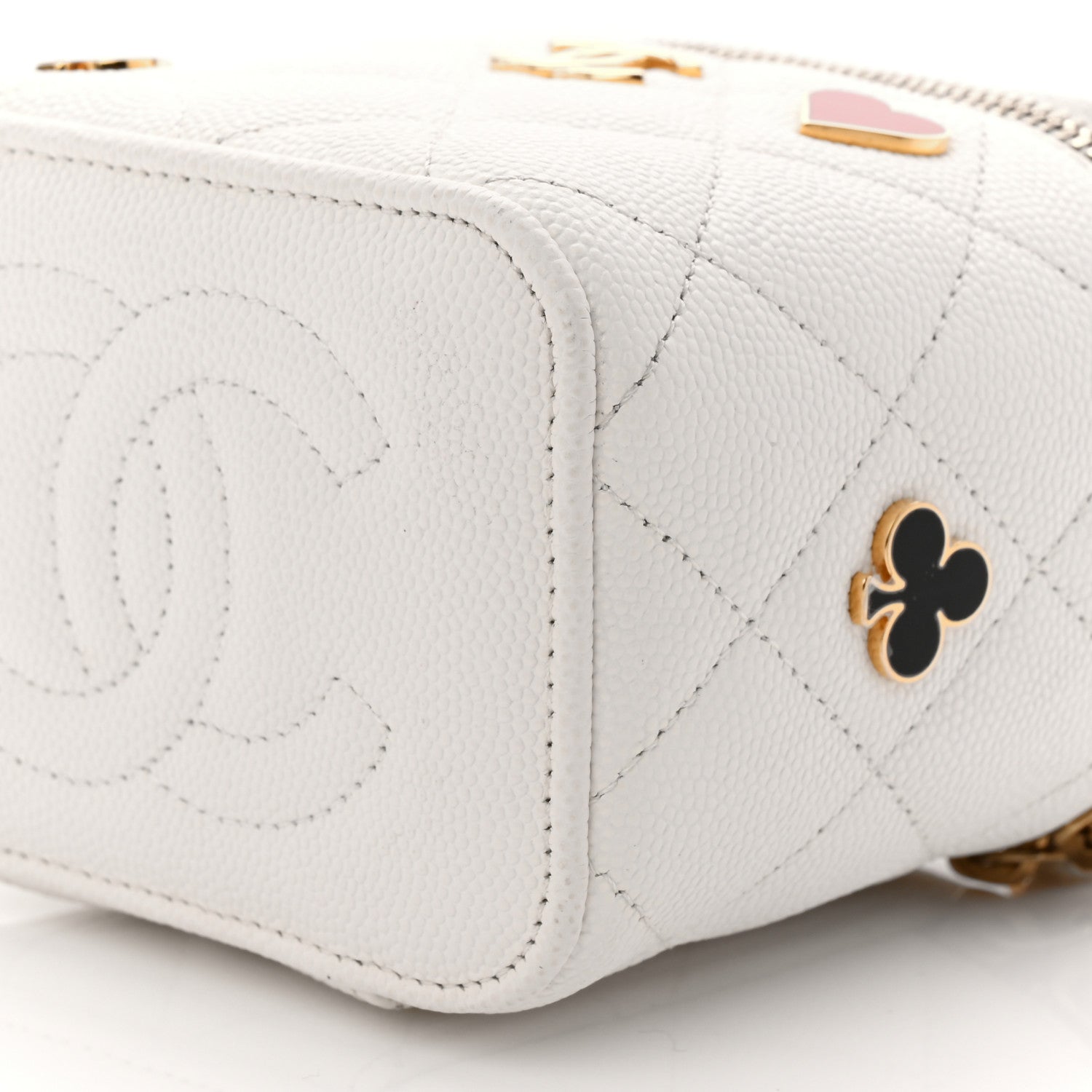 Chanel Caviar Quilted Enamel Coco Casino Mini Vanity Case With Chain White 10 of 10