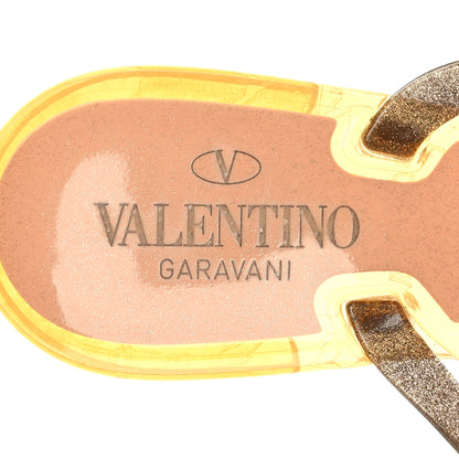Valentino Garavani PVC Jelly Glitter Rockstud Bow Thong Sandals 41 Oro 6 of 7