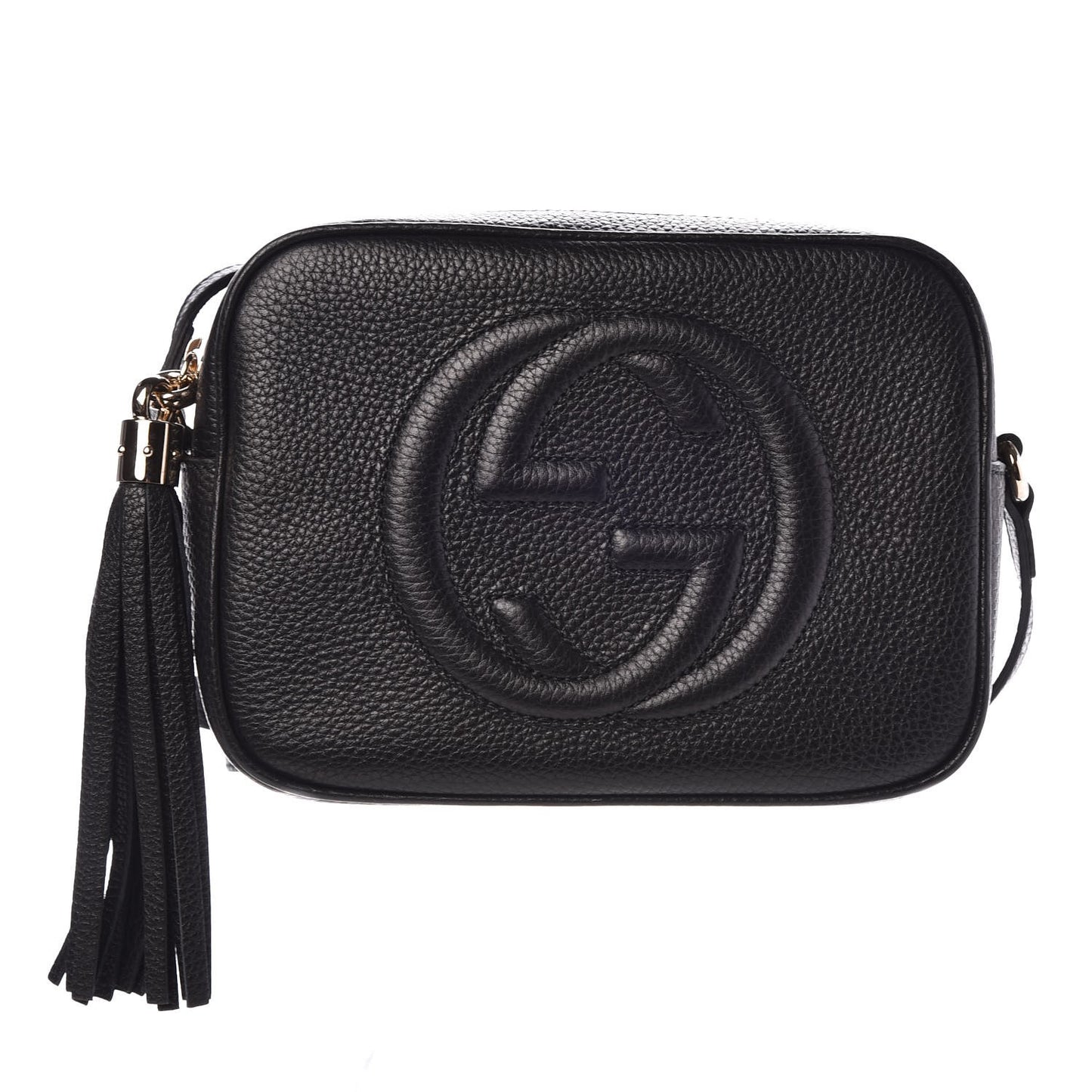 Pebbled Calfskin Small Soho Disco Bag Black