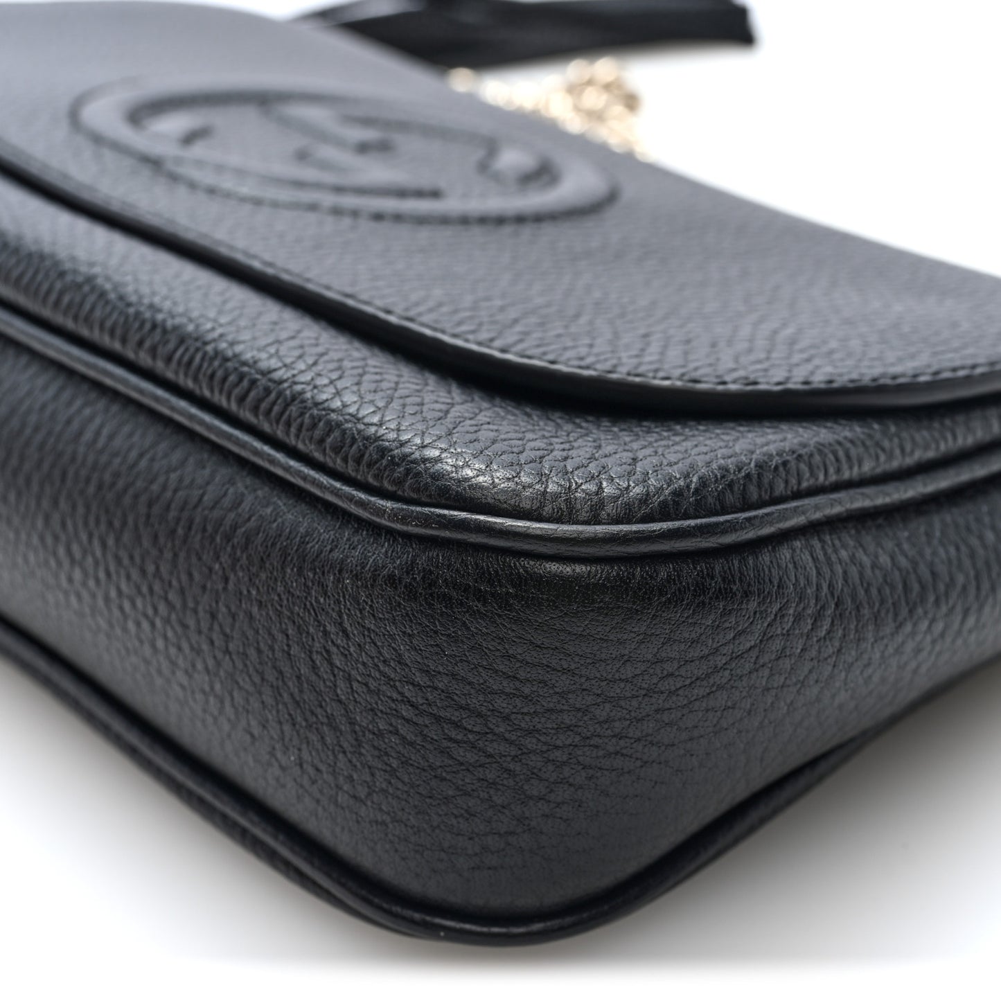 Pebbled Calfskin Medium Soho Flap Crossbody Black Black
