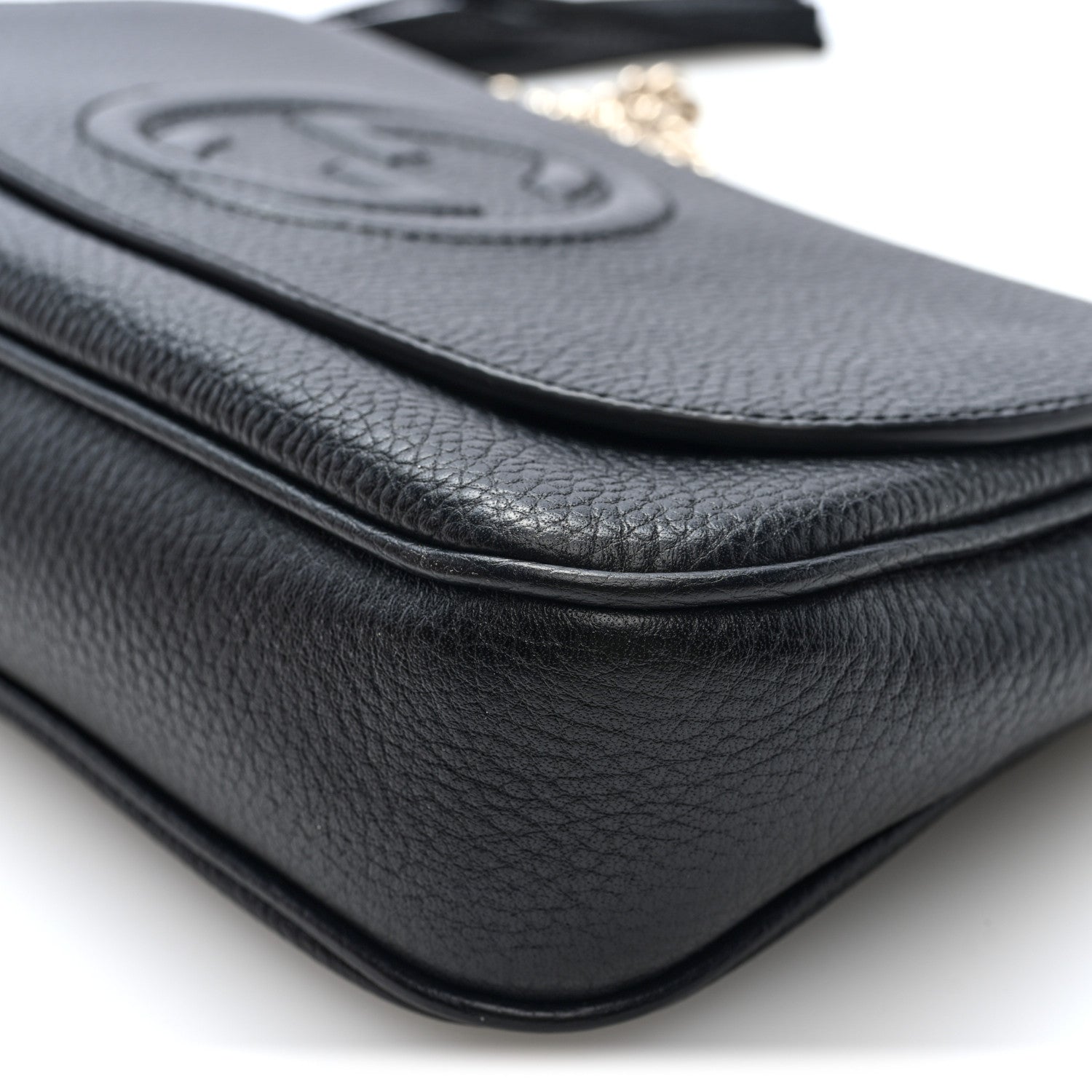 Gucci Pebbled Calfskin Medium Soho Flap Crossbody Black Black 10 of 10