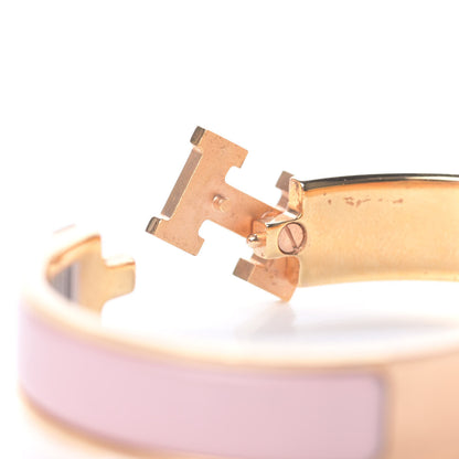 Hermes Enamel Narrow Clic Clac H Bracelet PM Rose Cassata 5 of 7