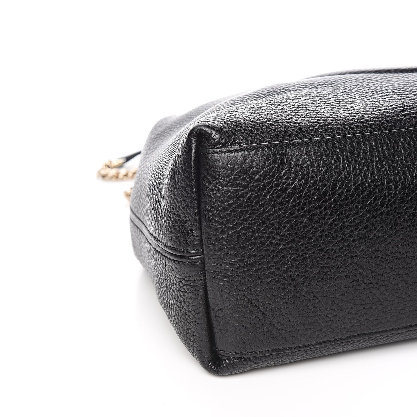 Pebbled Calfskin Medium Soho Chain Shoulder Bag Black