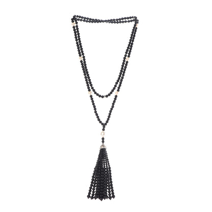 Tiffany Sterling Silver Black Onyx Freshwater Pearl Ziegfeld Tassel Necklace 3 of 6