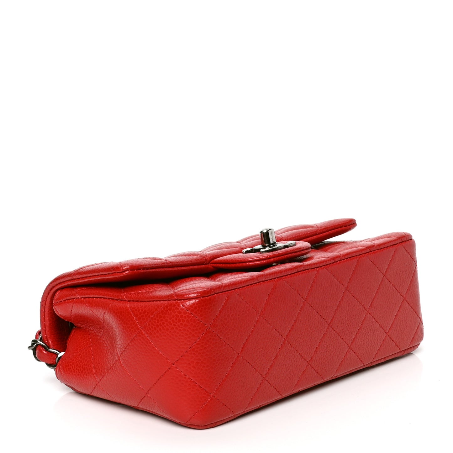 Caviar Quilted Mini Rectangular Flap Red