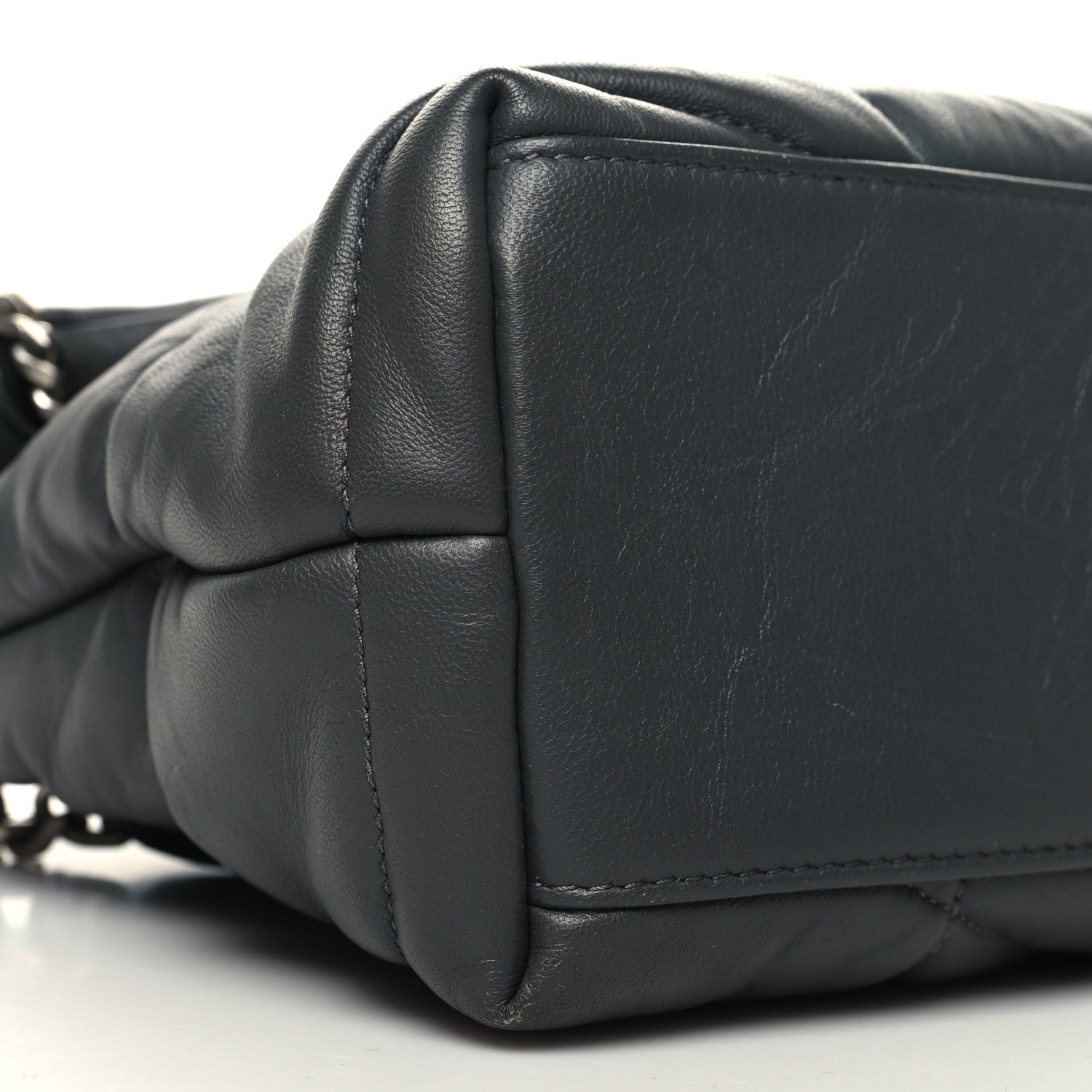 Saint Laurent Lambskin Quilted Small Loulou Puffer Monogram Chain Satchel Concrete 9 of 10