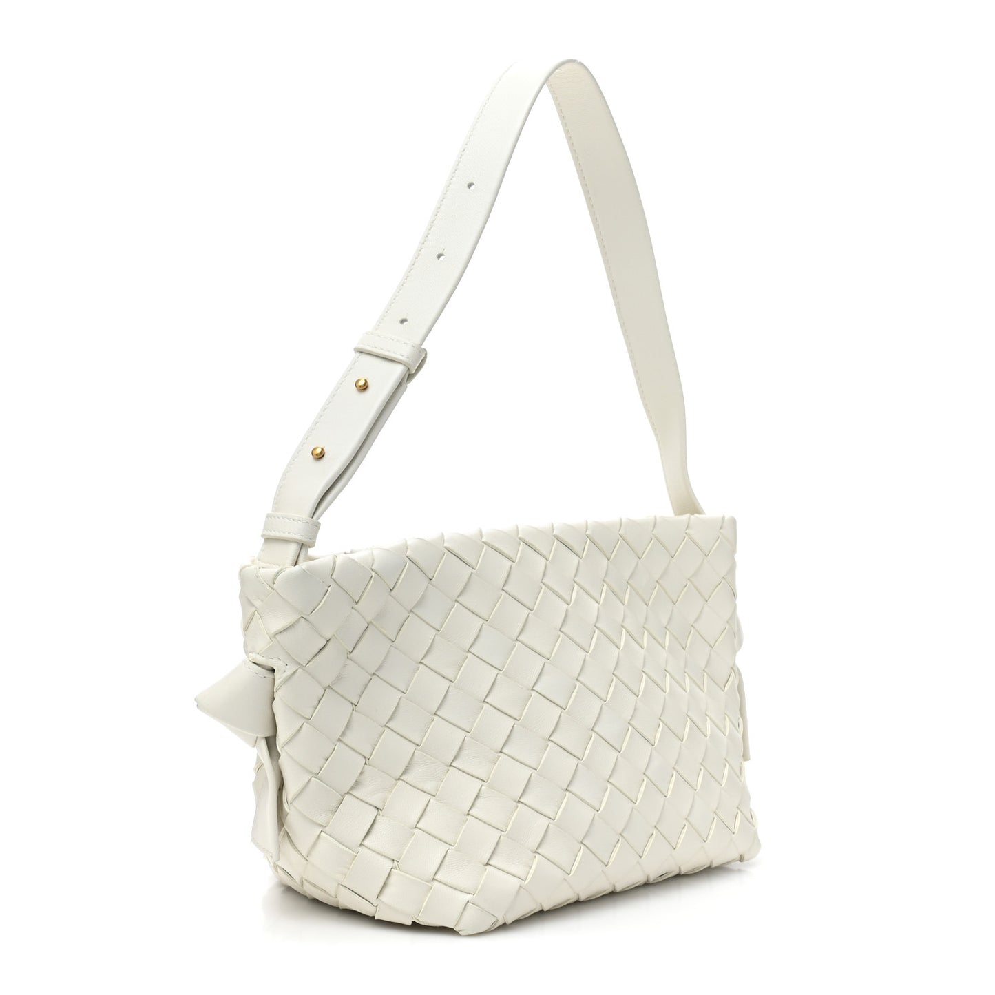 BOTTEGA VENETA Nappa Intrecciato Tie Shoulder Bag White