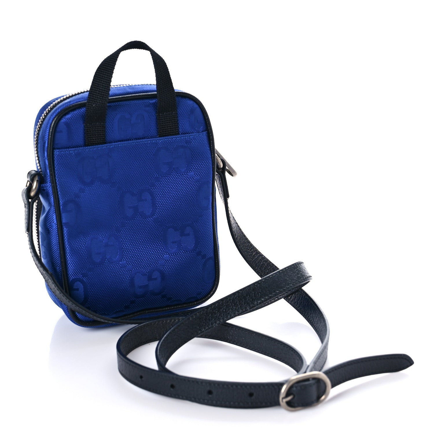 Gucci Econyl Nylon Monogram Off The Grid Shoulder Bag Guilted Blue Black 3 of 9