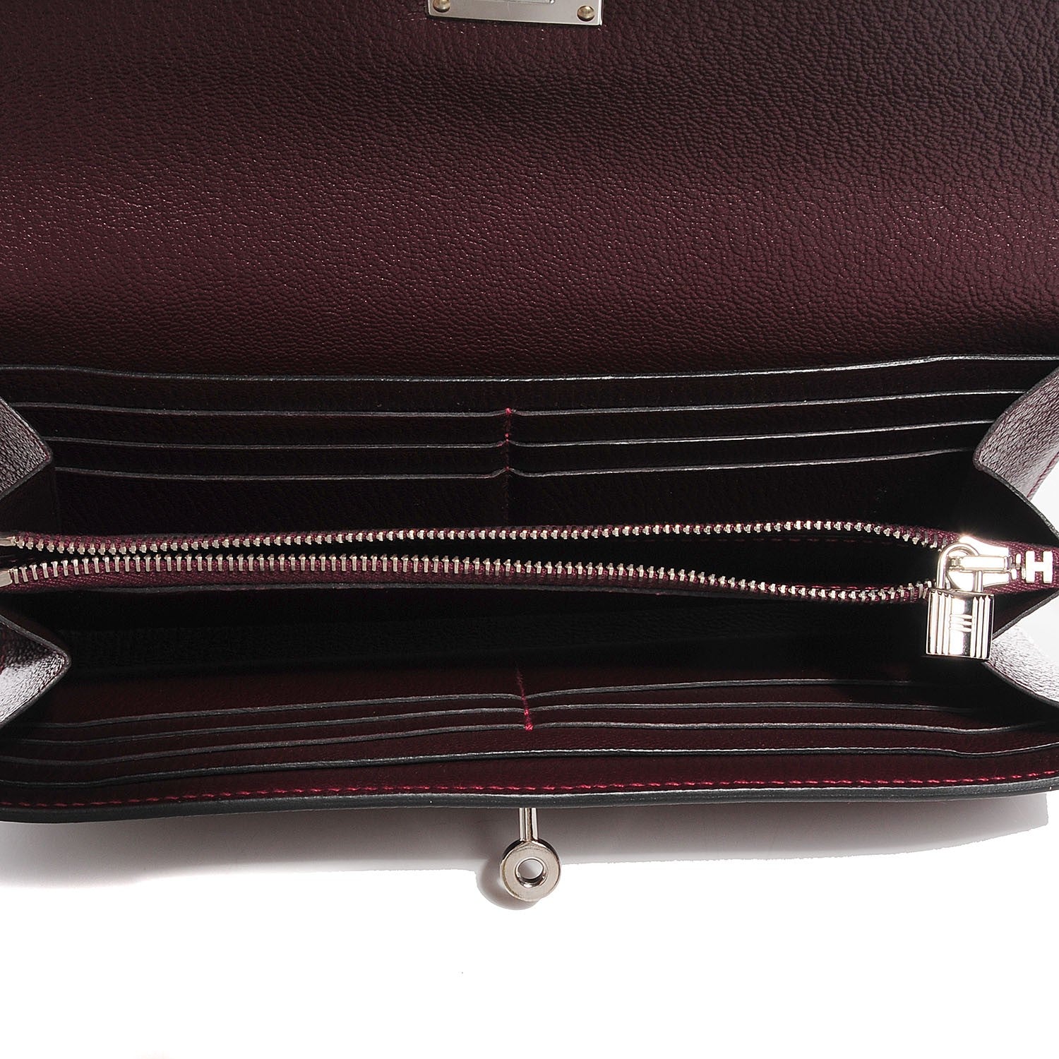 Hermes Chèvre Mysore Kelly Longue Wallet Prune 6 of 15