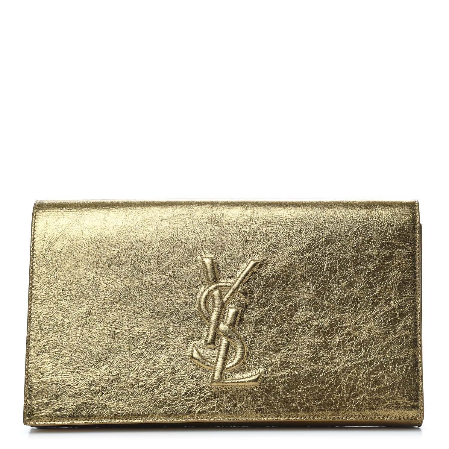 Saint Laurent Metallic Calfskin Monogram Large Belle De Jour Clutch Gold 1 of 10