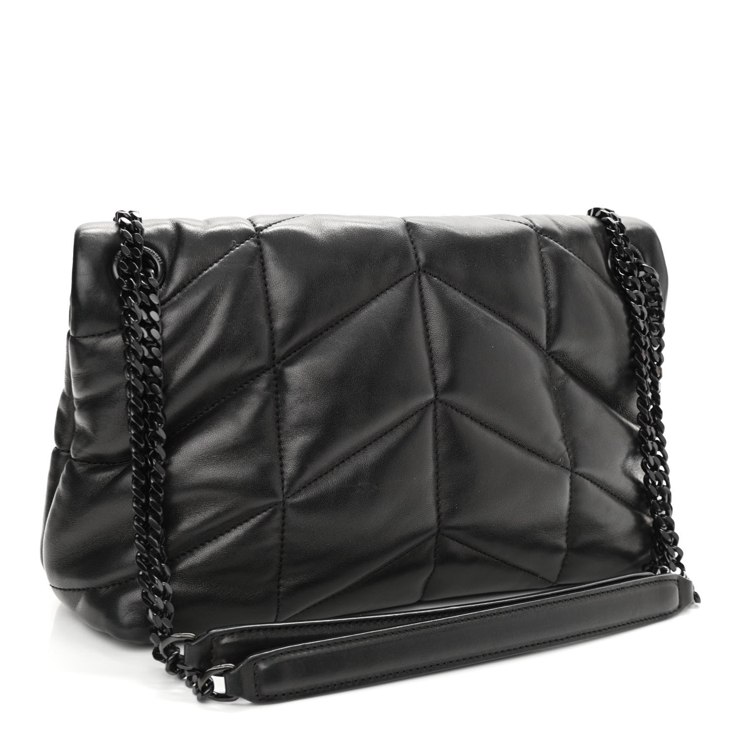 Saint Laurent Lambskin Quilted Small Loulou Puffer Monogram Chain Satchel Black 2 of 10