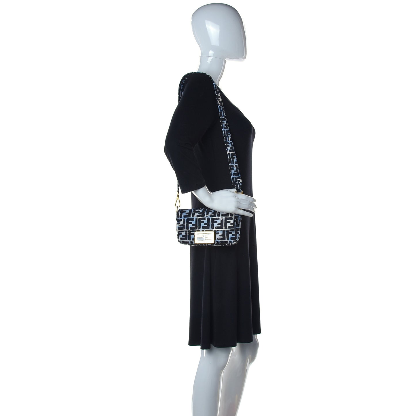 X JOSHUA VIDES Nylon FF Cloudy Mini Belt Baguette Bag White Celeste Black