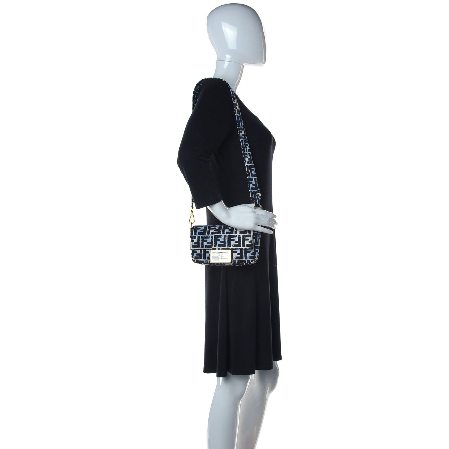 Fendi X JOSHUA VIDES Nylon FF Cloudy Mini Belt Baguette Bag White Celeste Black 2 of 12