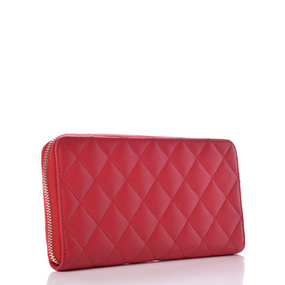 Chanel Lambskin Quilted Large Gusset Zip Around Wallet Red 3 of 8