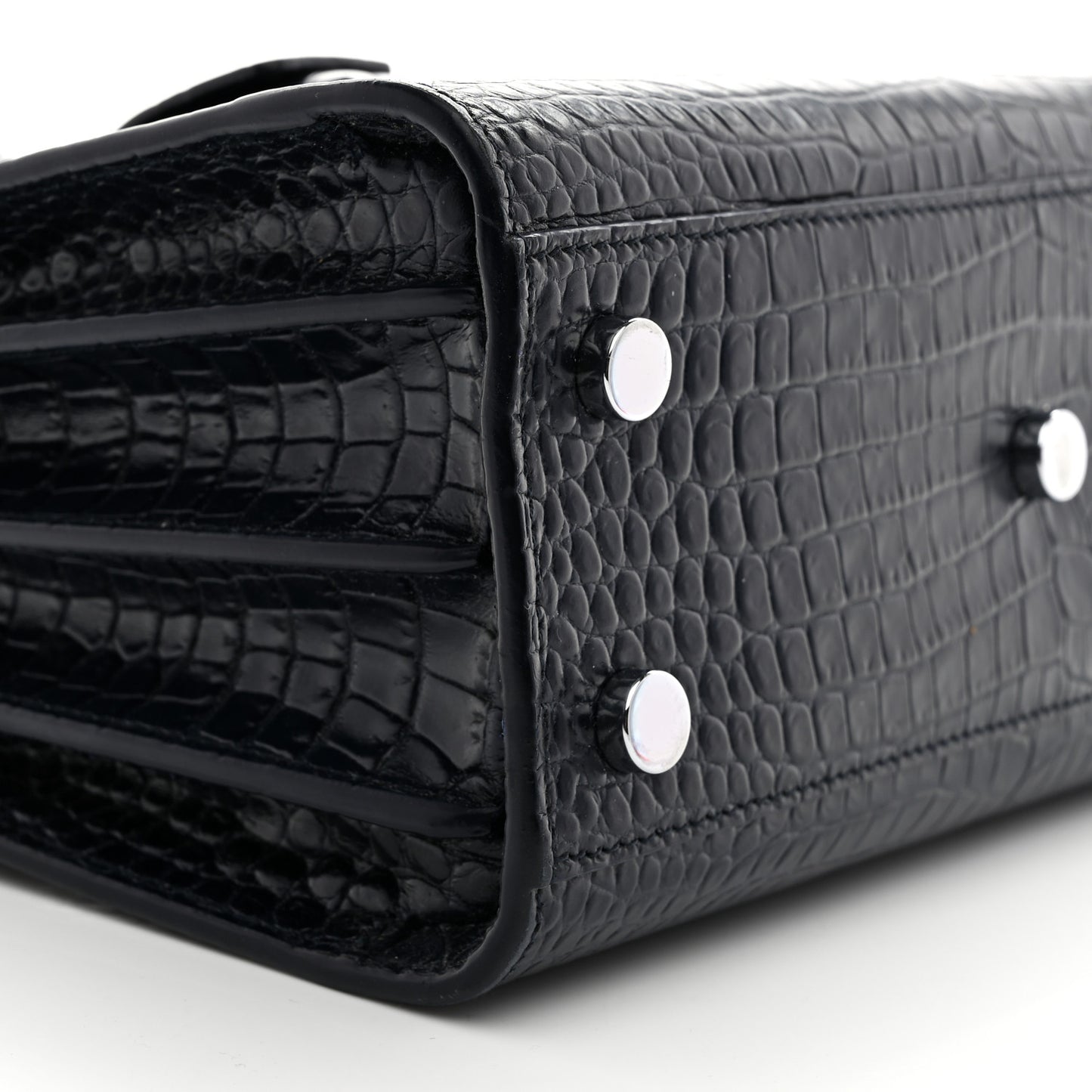 Calfskin Crocodile Embossed Nano Sac De Jour Navy