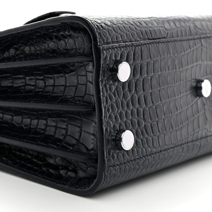 Saint Laurent Calfskin Crocodile Embossed Nano Sac De Jour Navy 10 of 11