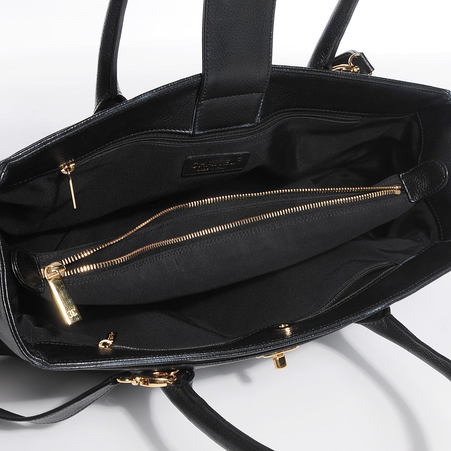 Calfskin Cerf Executive Shopper Tote Black