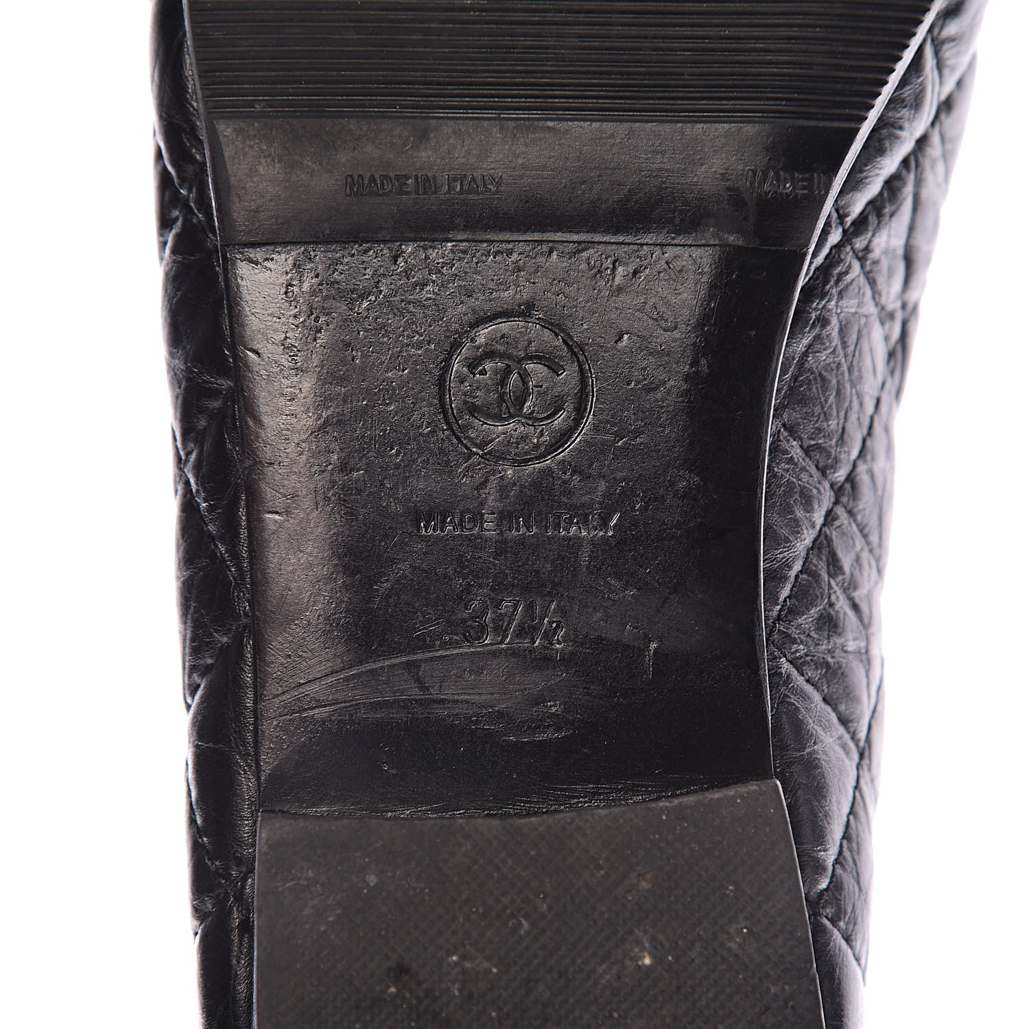 Chanel Aged Calfskin Quilted CC Cap Toe Ballerina Flats 37.5 Black 8 of 13