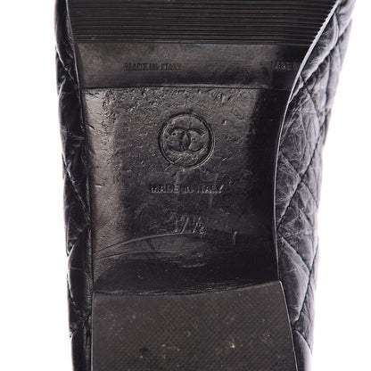 Chanel Aged Calfskin Quilted CC Cap Toe Ballerina Flats 37.5 Black 8 of 13