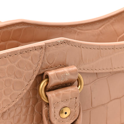 Balenciaga Extra Supple Calfskin Crocodile Embossed Neo Classic Gold Hardware S City  Nude Beige 13 of 14
