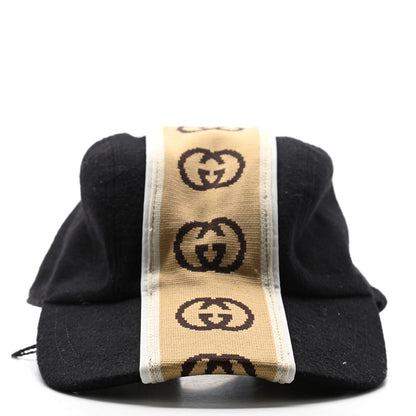 Gucci Wool Interlocking GG Stripe Baseball Hat Black 3 of 9