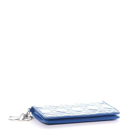 Christian Dior Lambskin Cannage Rendezvous Wallet Blue 3 of 12
