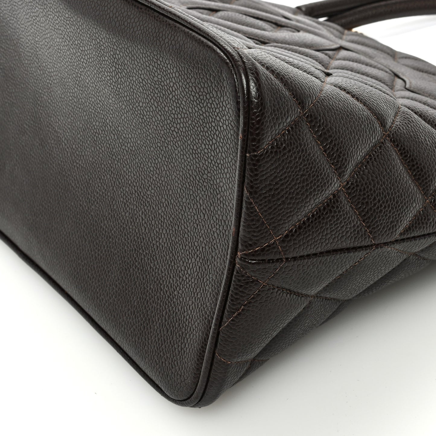 Caviar Quilted Medallion Tote Dark Brown