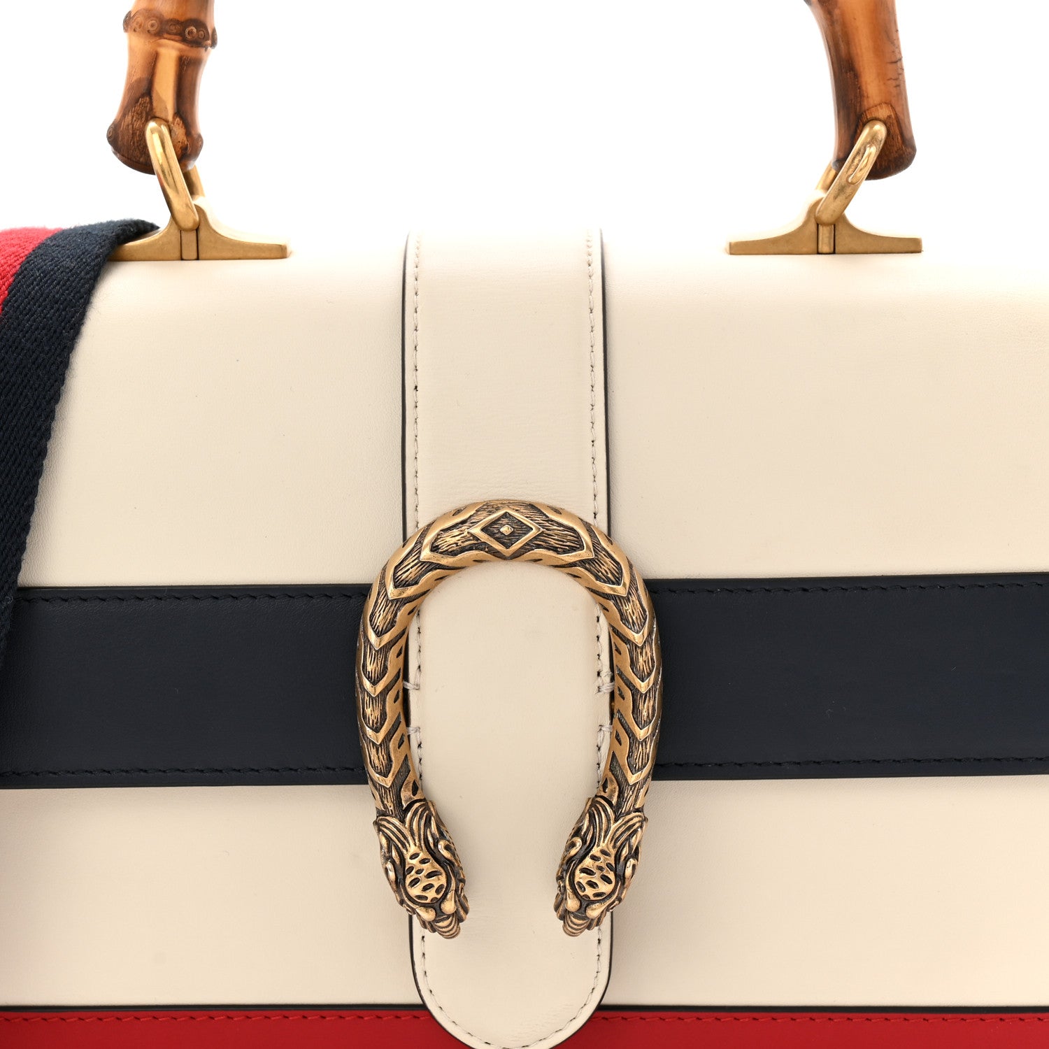 Gucci Calfskin Bamboo Web Medium Dionysus Top Handle Bag White Blue Hibiscus Red 8 of 10