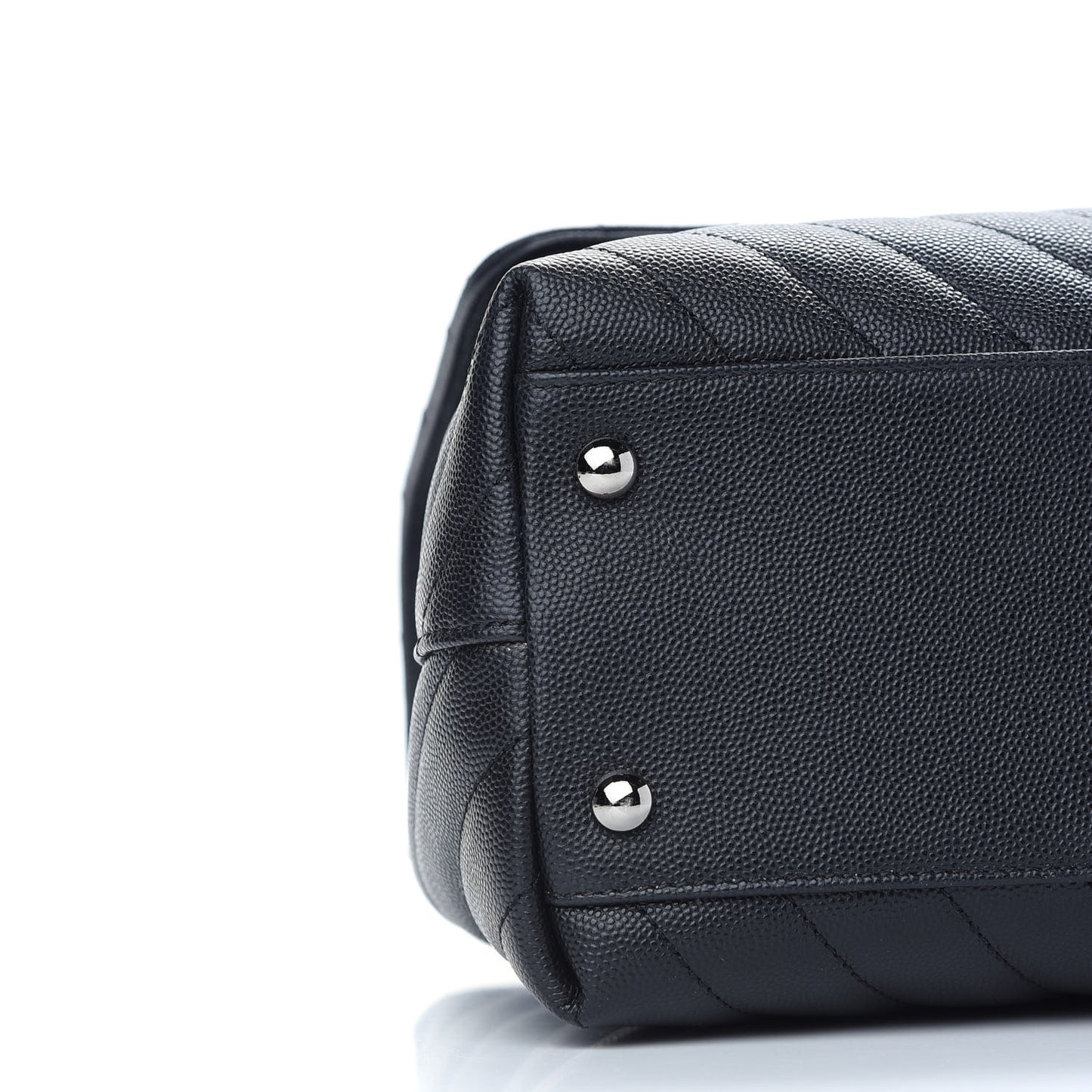 Caviar Chevron Quilted Medium Coco Handle Flap Black
