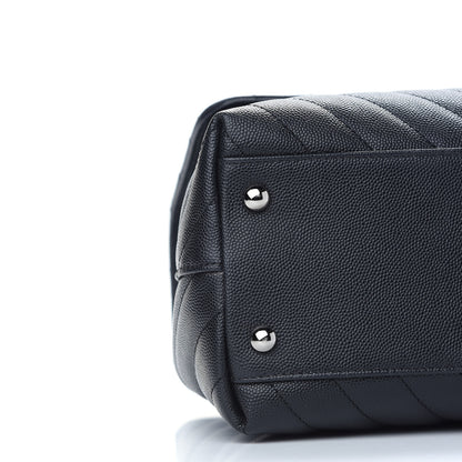 Chanel Caviar Chevron Quilted Medium Coco Handle Flap Black 8 of 9