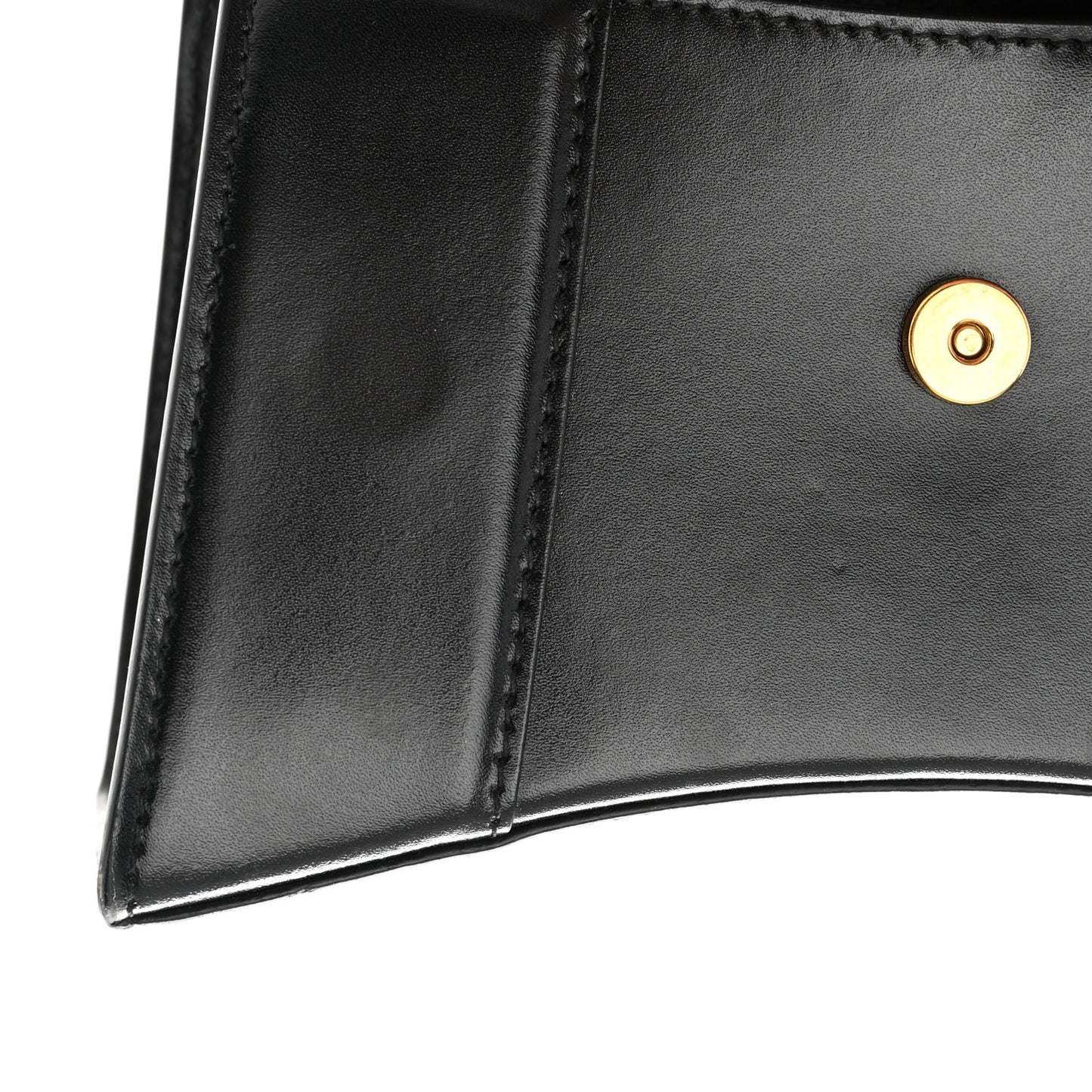 Shiny Box Calfskin Hourglass Top Handle Bag XS Black