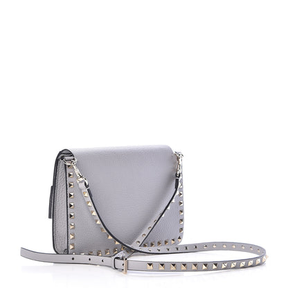 Valentino Garavani Pebbled Calfskin Rockstud Side Slip Crossbody Pastel Grey 3 of 9