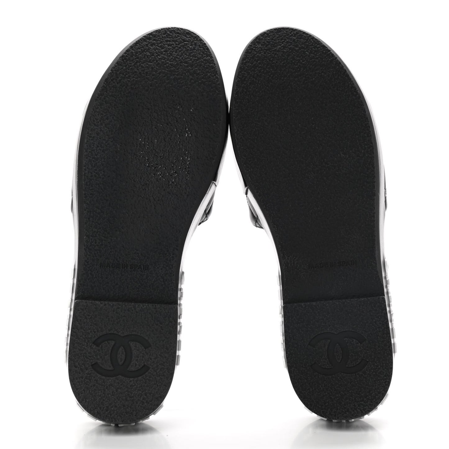 Lambskin Quilted CC Espadrille Slip On Sandals 35 Black
