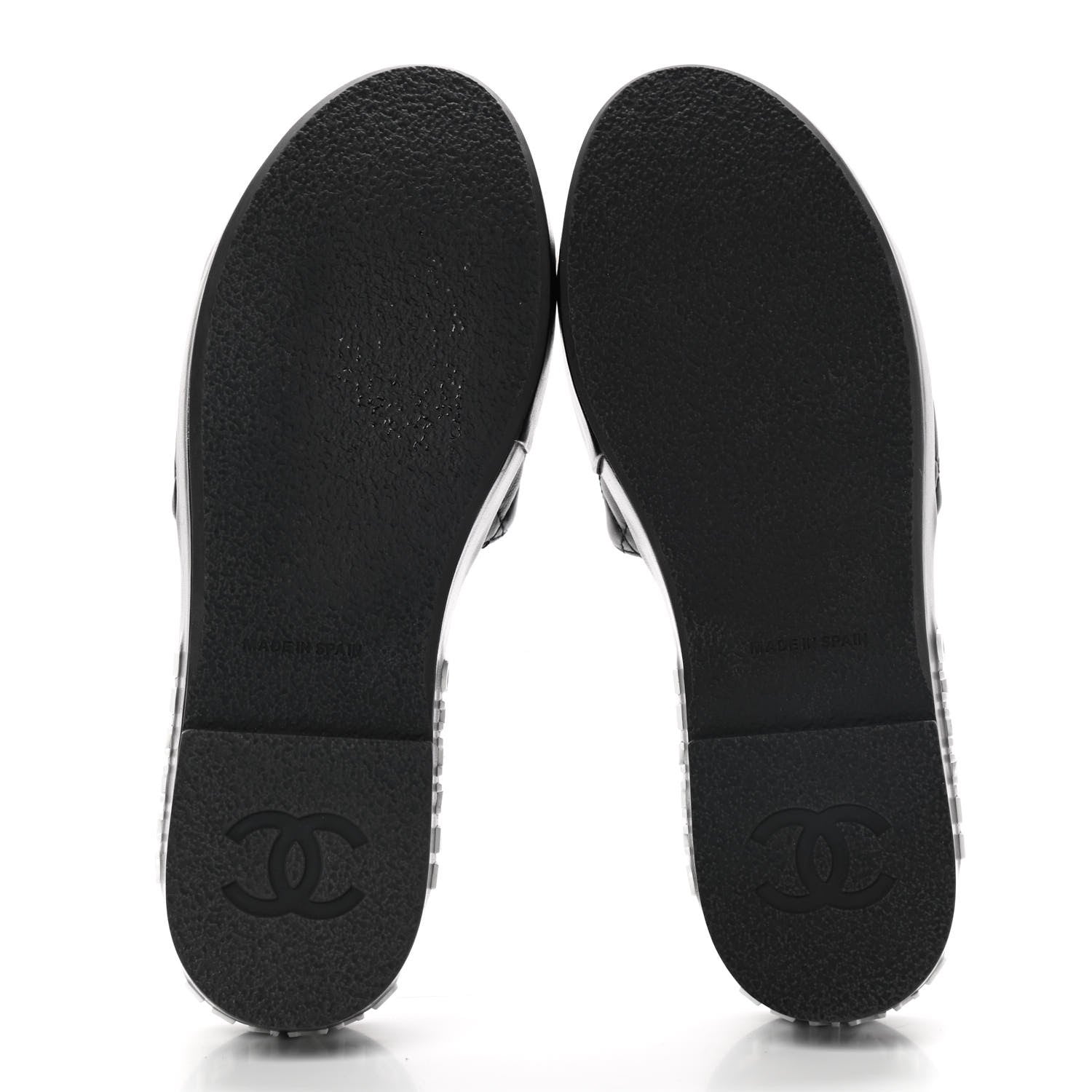 Chanel Lambskin Quilted CC Espadrille Slip On Sandals 35 Black 5 of 10