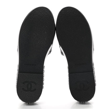 Chanel Lambskin Quilted CC Espadrille Slip On Sandals 35 Black 5 of 10