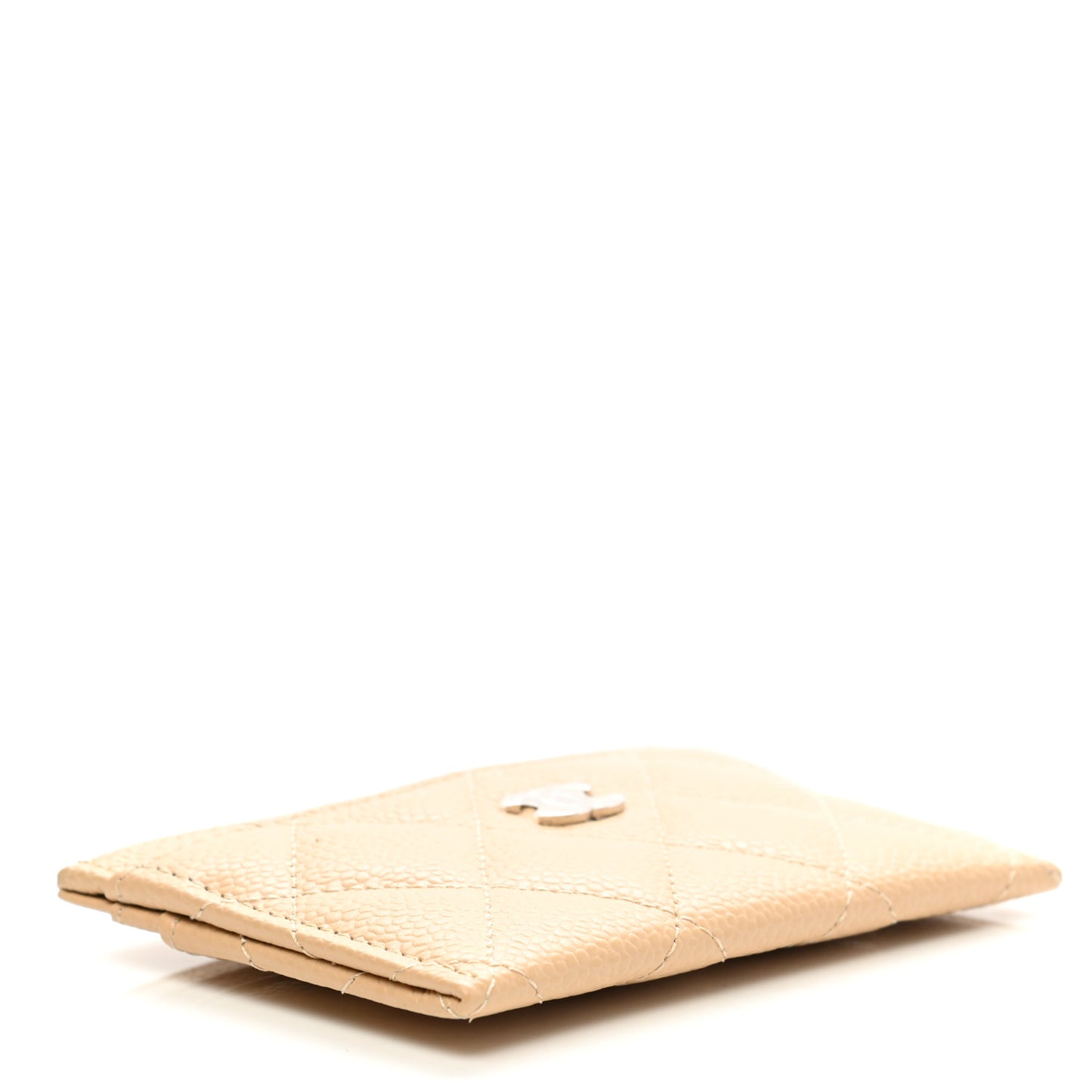 Caviar Quilted Card Holder Beige