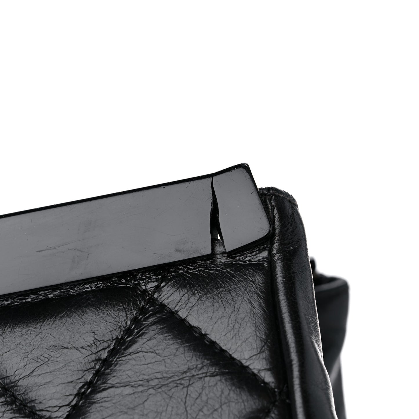Glazed Calfskin Quilted Large CC Delivery Tote Black
