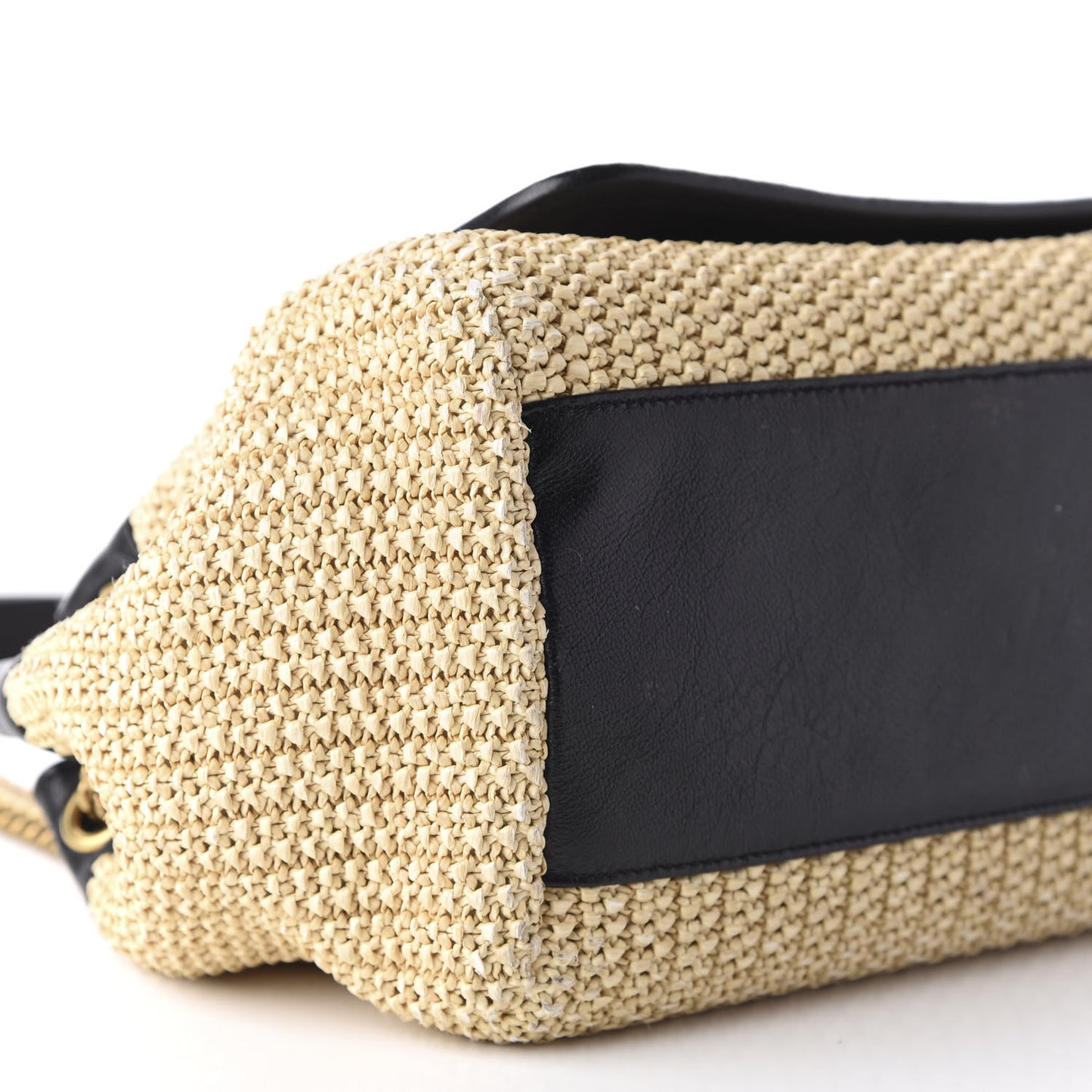 Raffia Calfskin Small Nolita Shoulder Bag Natural Black