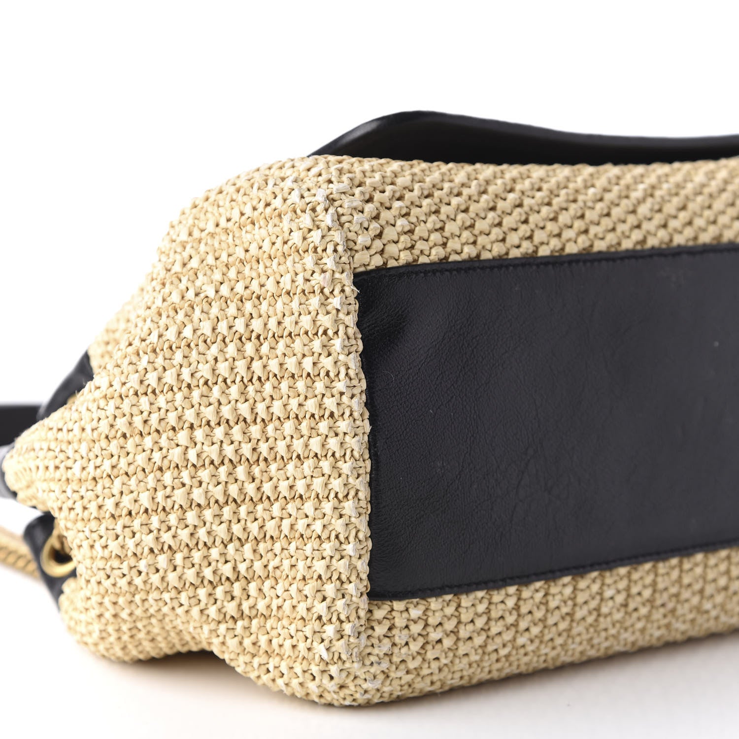 Saint Laurent Raffia Calfskin Small Nolita Shoulder Bag Natural Black 6 of 12