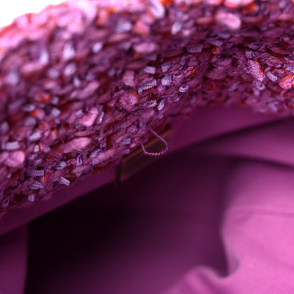 Chanel Tweed Enamel Quilted Pending CC Bucket Drawstring Bag Light Purple Pink Red 10 of 12