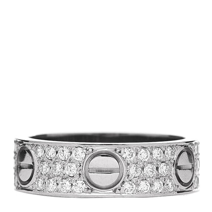 Cartier 18K White Gold Diamond 5mm LOVE Wedding Paved Band Ring 52 6 3 of 6