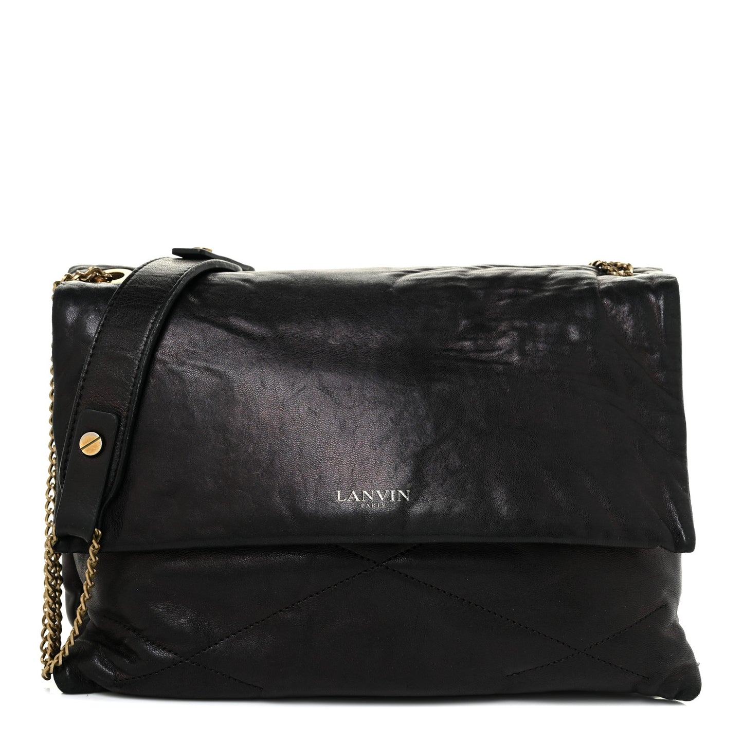 Lambskin Quilted Medium Sugar Flap Shoulder Bag Black