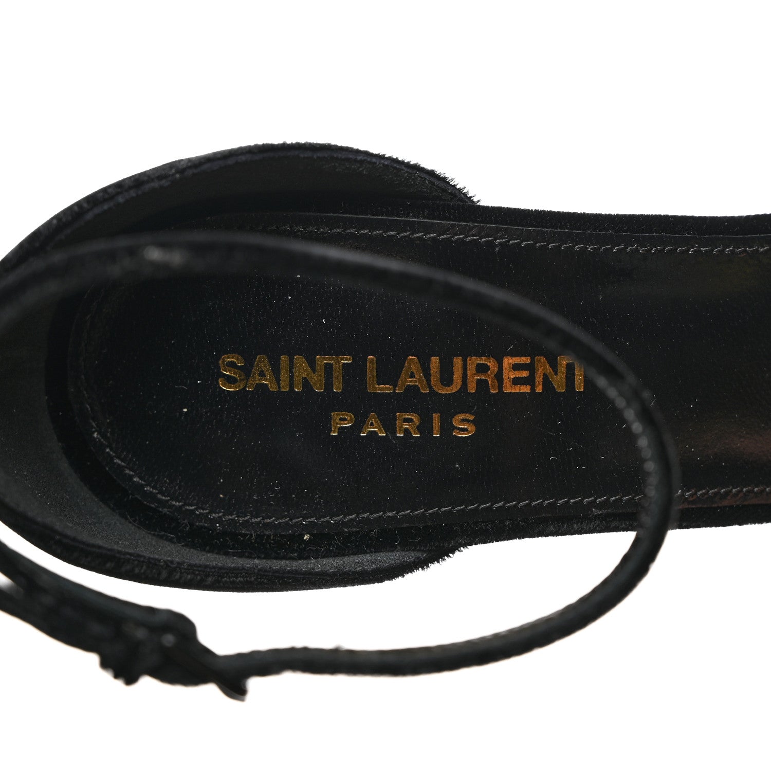 Saint Laurent Velvet Amber 105 Ankle Strap Sandals 38.5 Black 6 of 9