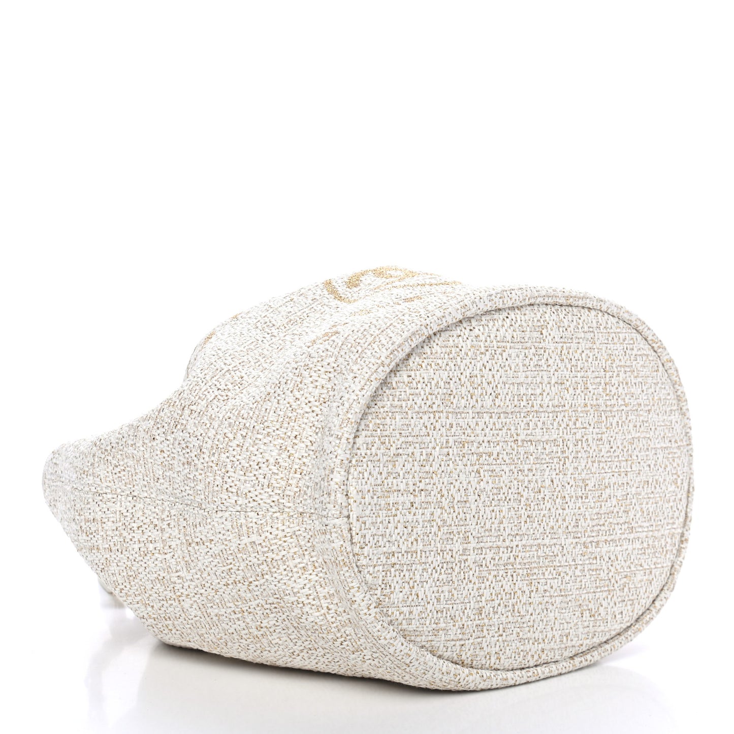 Lurex Boucle Deauville Drawstring Bag Ivory